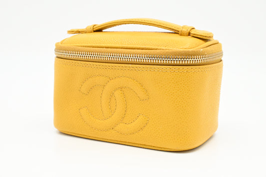 Chanel Small Vanity Pouch in Yellow Caviar Leather