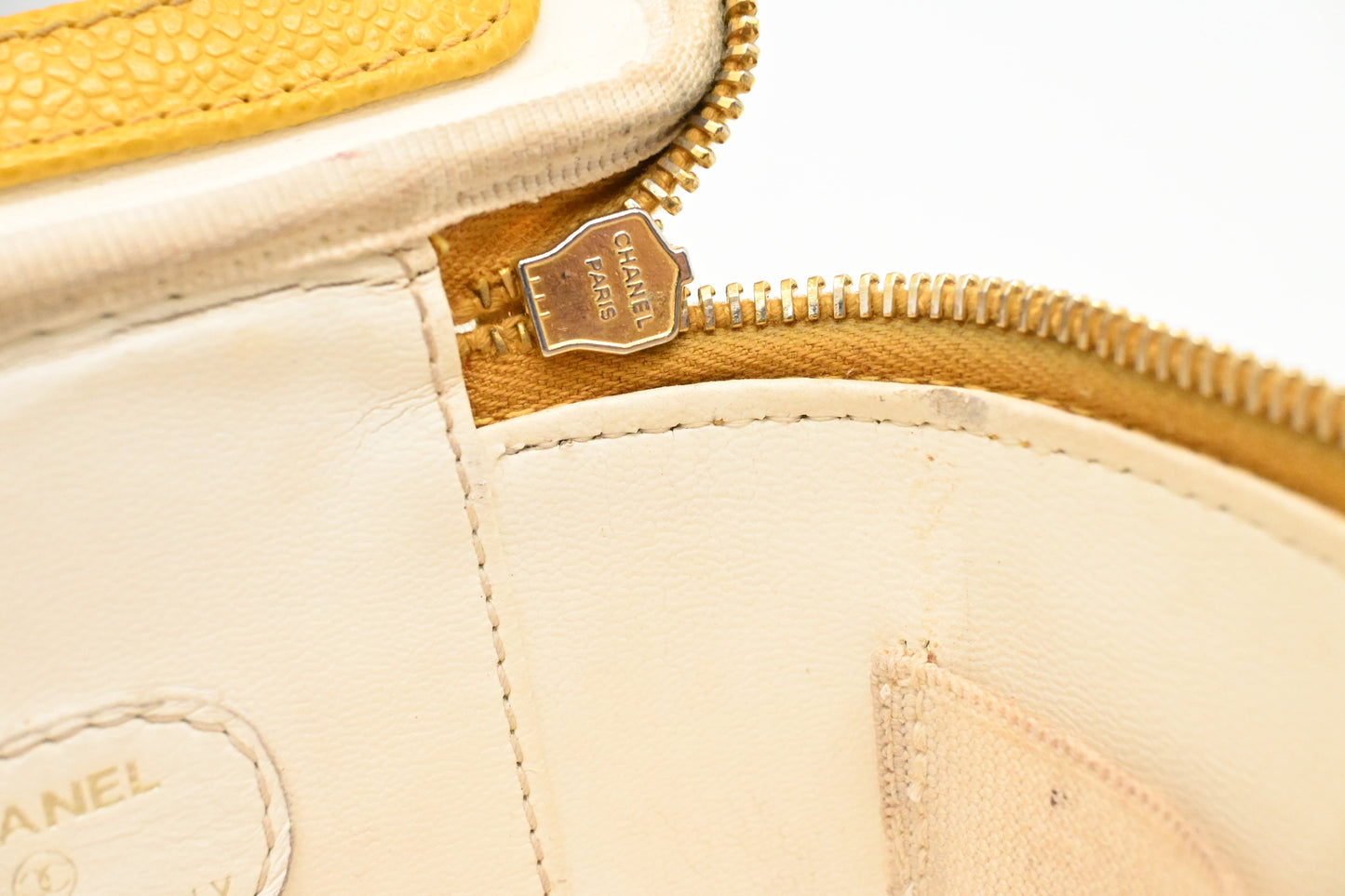 Chanel Small Vanity Pouch in Yellow Caviar Leather