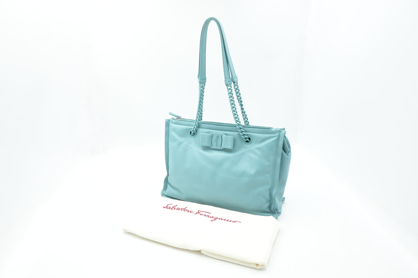 Ferragamo Vara Shoulder Bag in Teal Leather