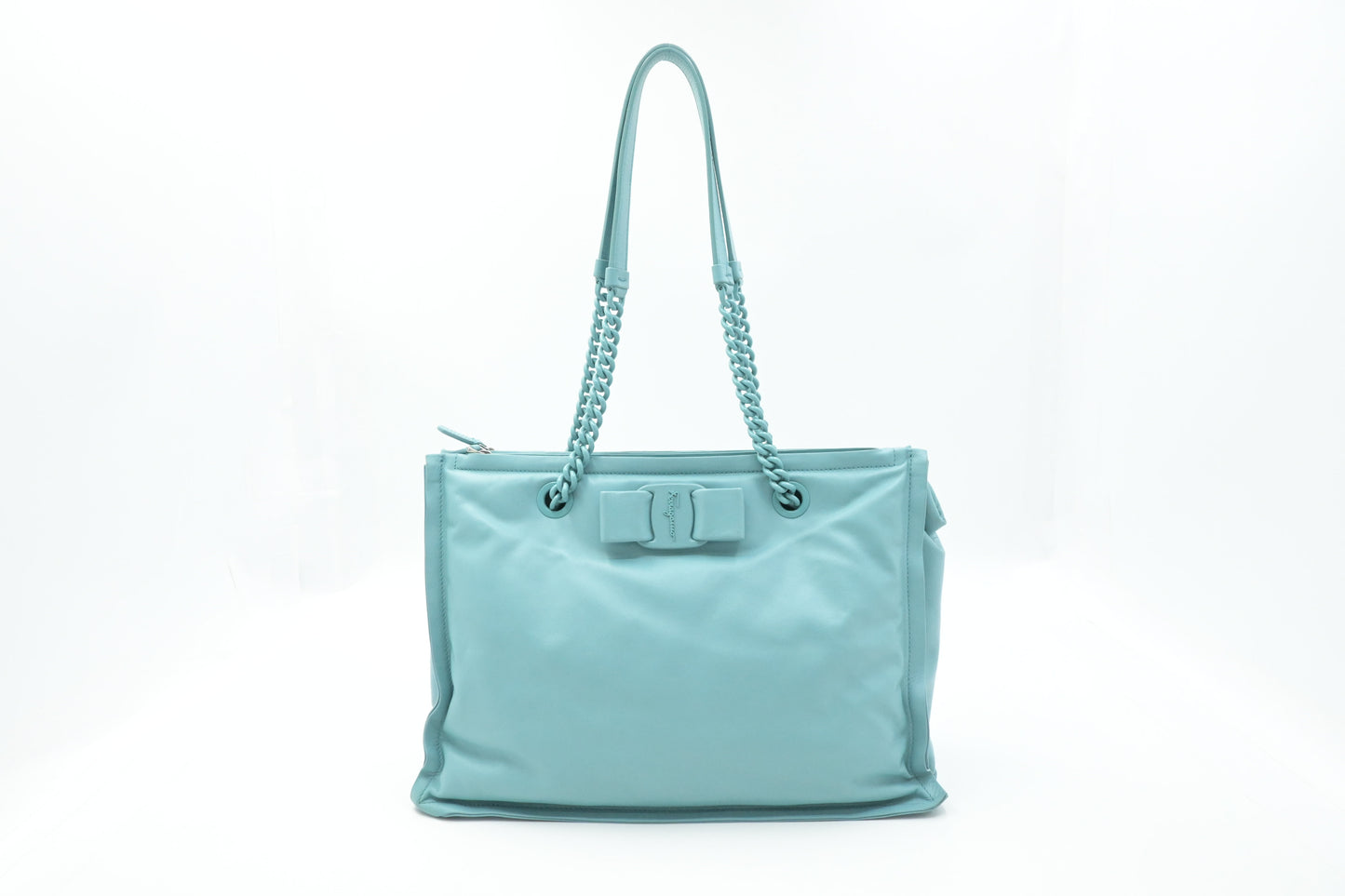Ferragamo Vara Shoulder Bag in Teal Leather