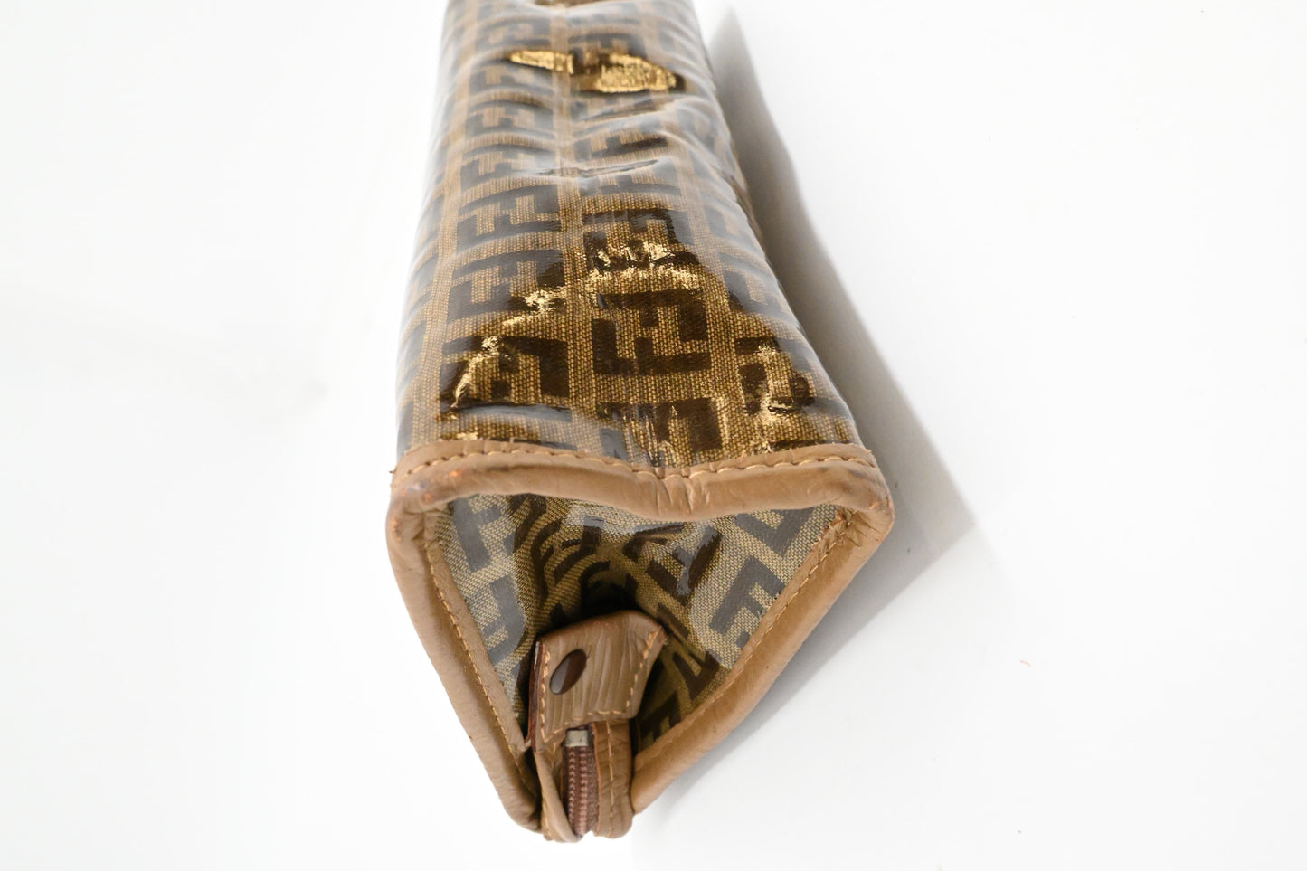 Fendi Pouch in Brown Zucchino Coated Canvas