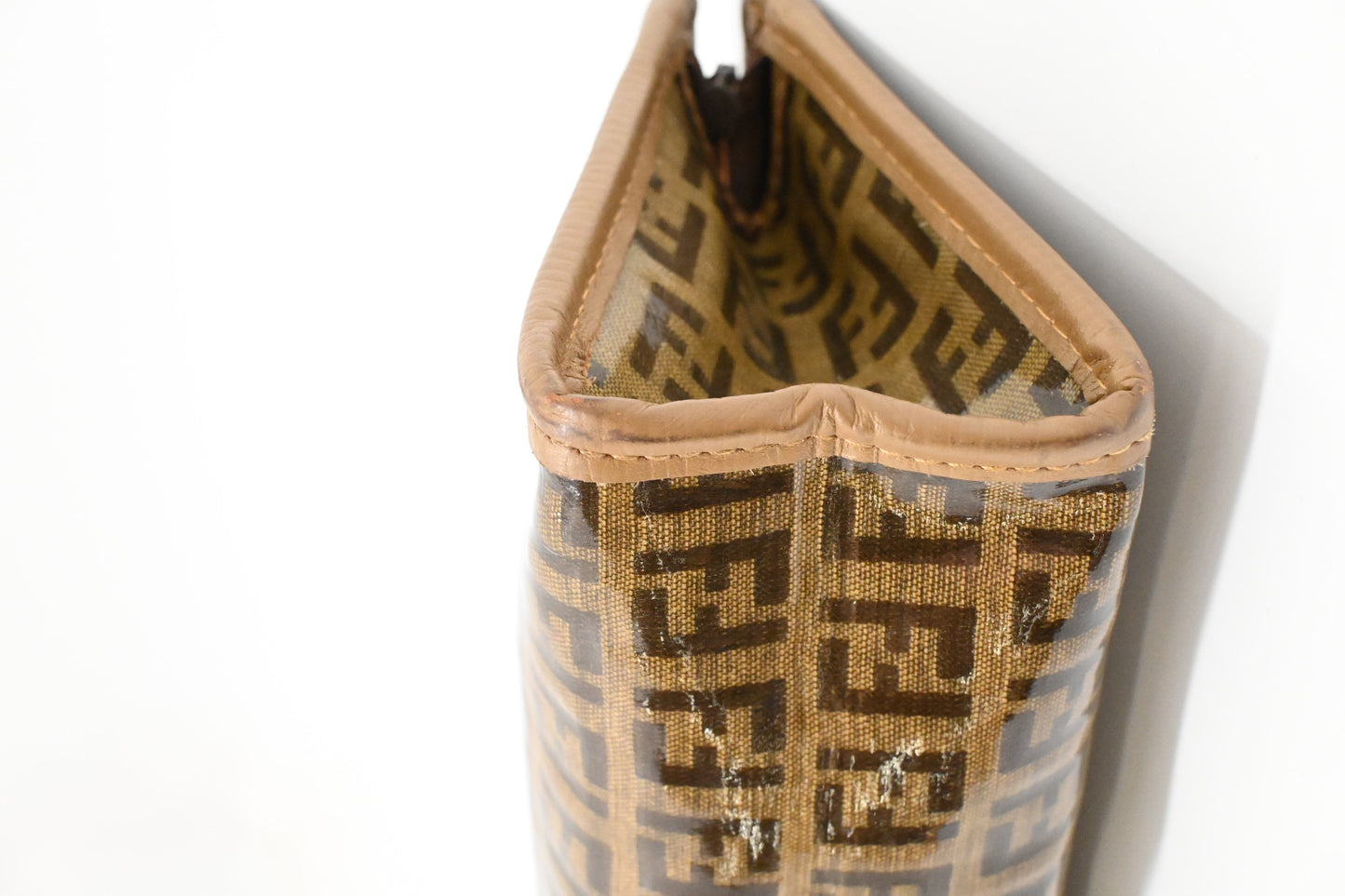 Fendi Pouch in Brown Zucchino Coated Canvas