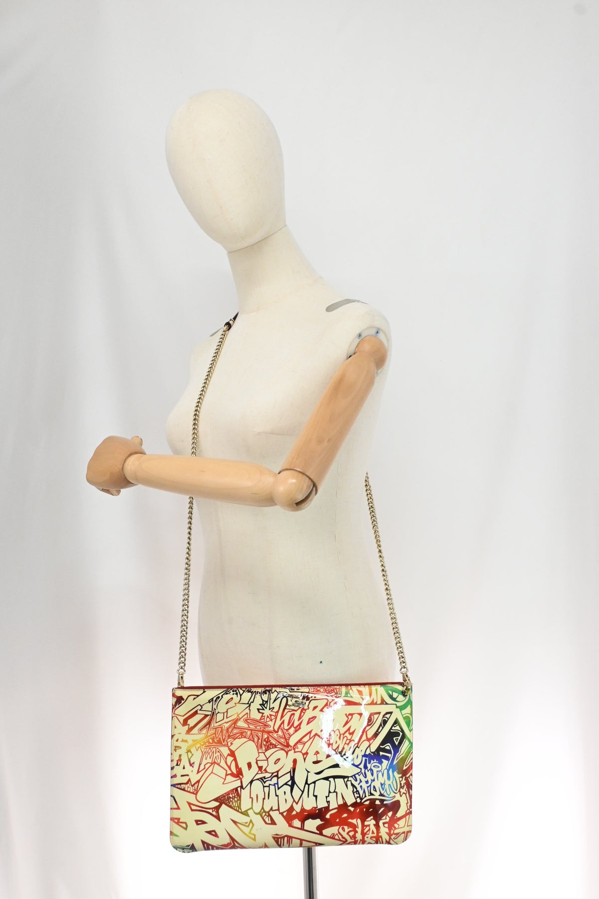 Louboutin Loubiclutch on Chain in Graffiti Leather