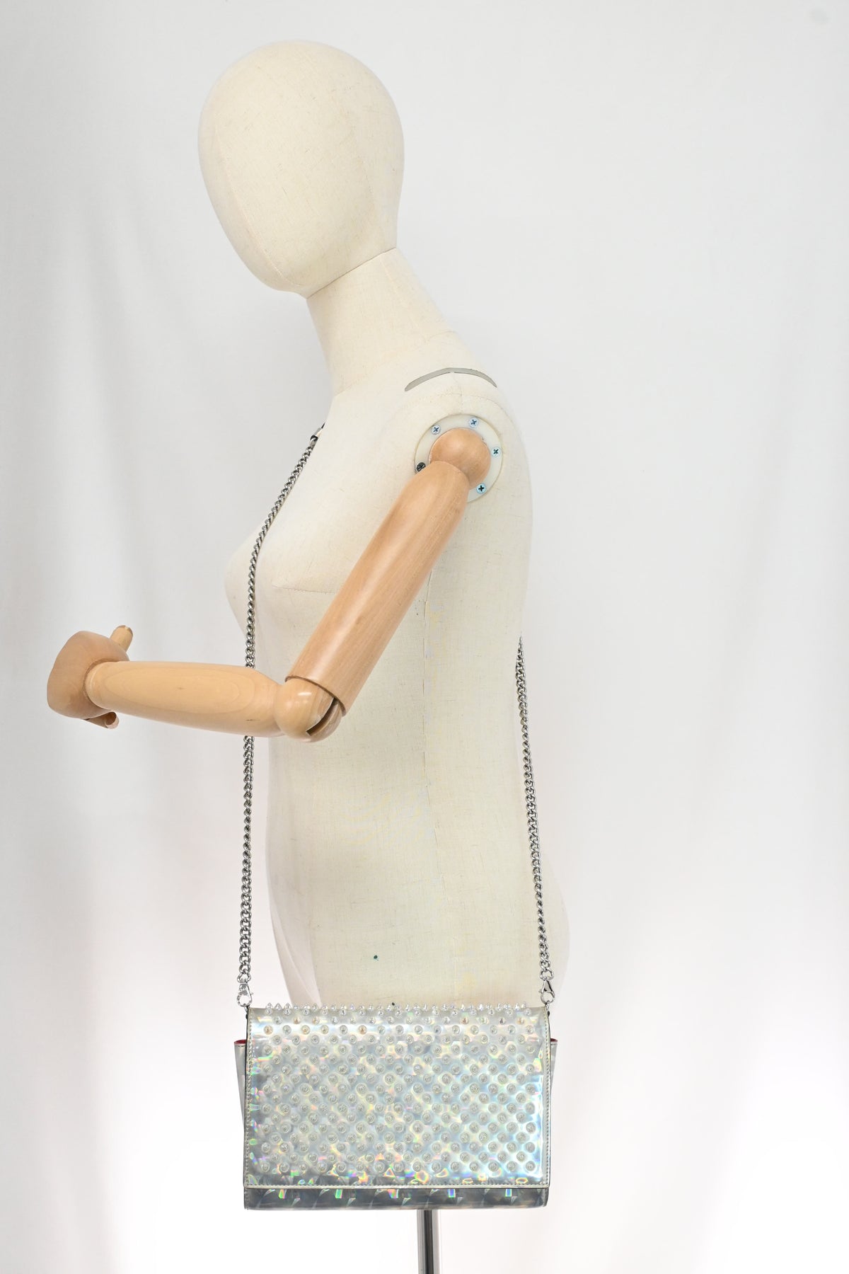 Louboutin Paloma Clutch on Chain in Iridescent Calfskin Leather