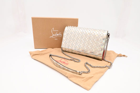 Louboutin Paloma Clutch on Chain in Iridescent Calfskin Leather