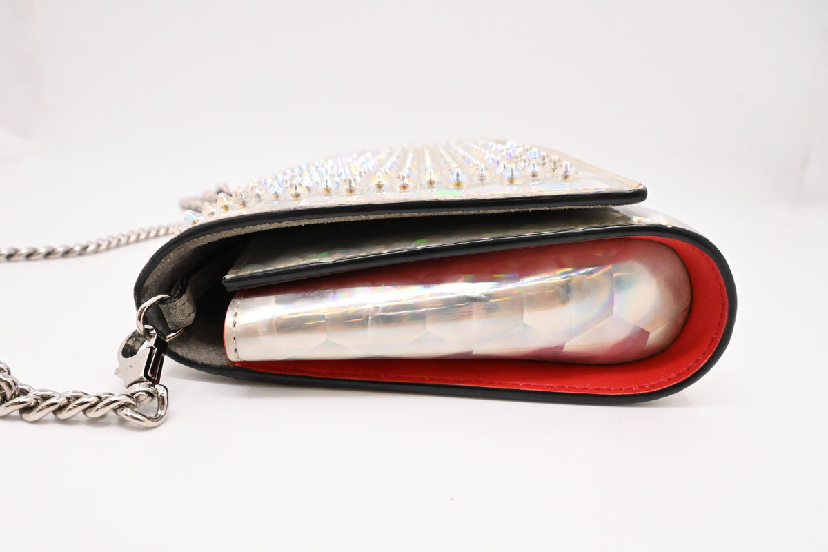 Louboutin Paloma Clutch on Chain in Iridescent Calfskin Leather