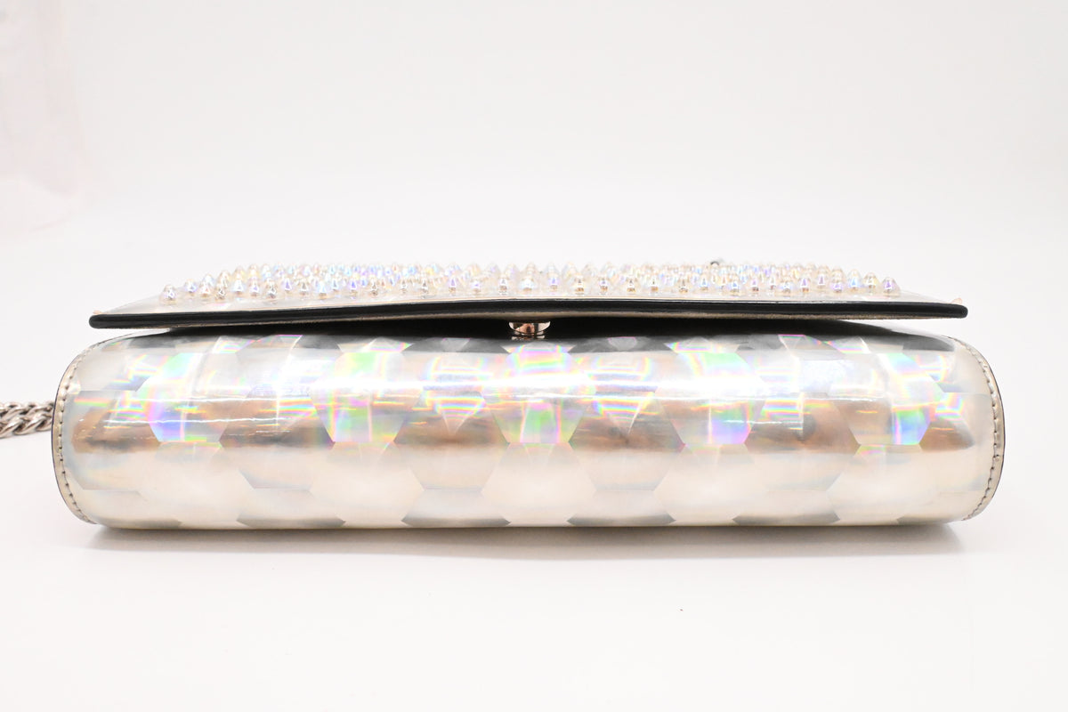 Louboutin Paloma Clutch on Chain in Iridescent Calfskin Leather