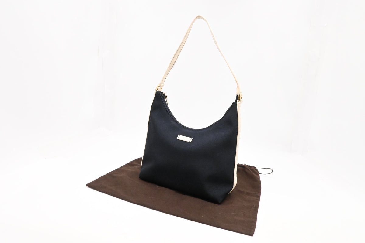 Gucci Hobo Bag in Navy Blue Canvas and White Guccissima Leather