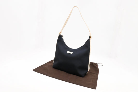 Gucci Hobo Bag in Navy Blue Canvas and White Guccissima Leather