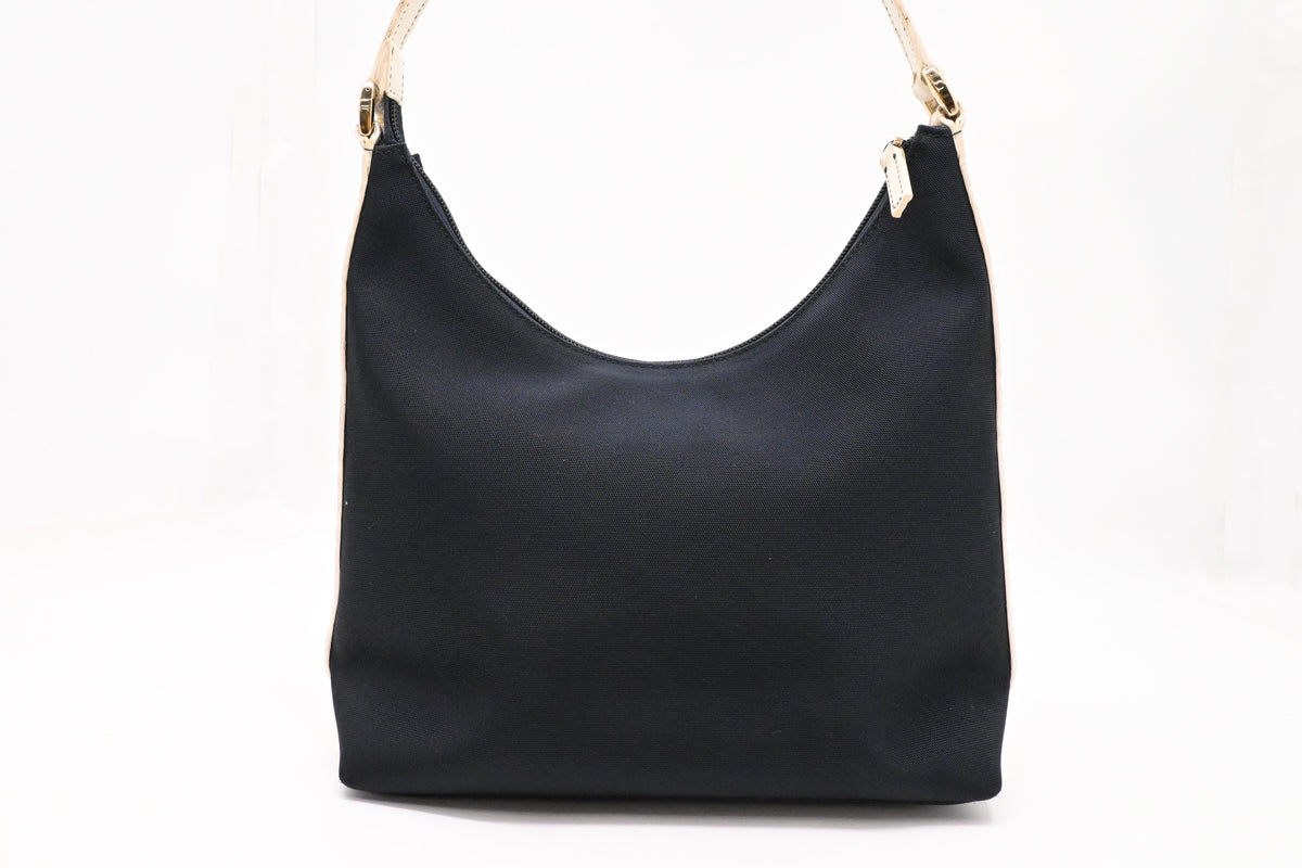 Gucci Hobo Bag in Navy Blue Canvas and White Guccissima Leather