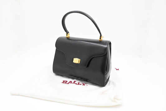 Bally Top Handle Handbag in Black Leather