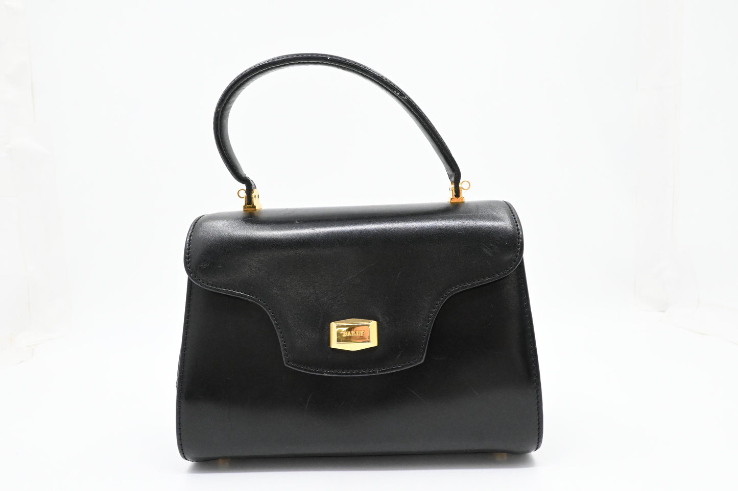 Bally Top Handle Handbag in Black Leather