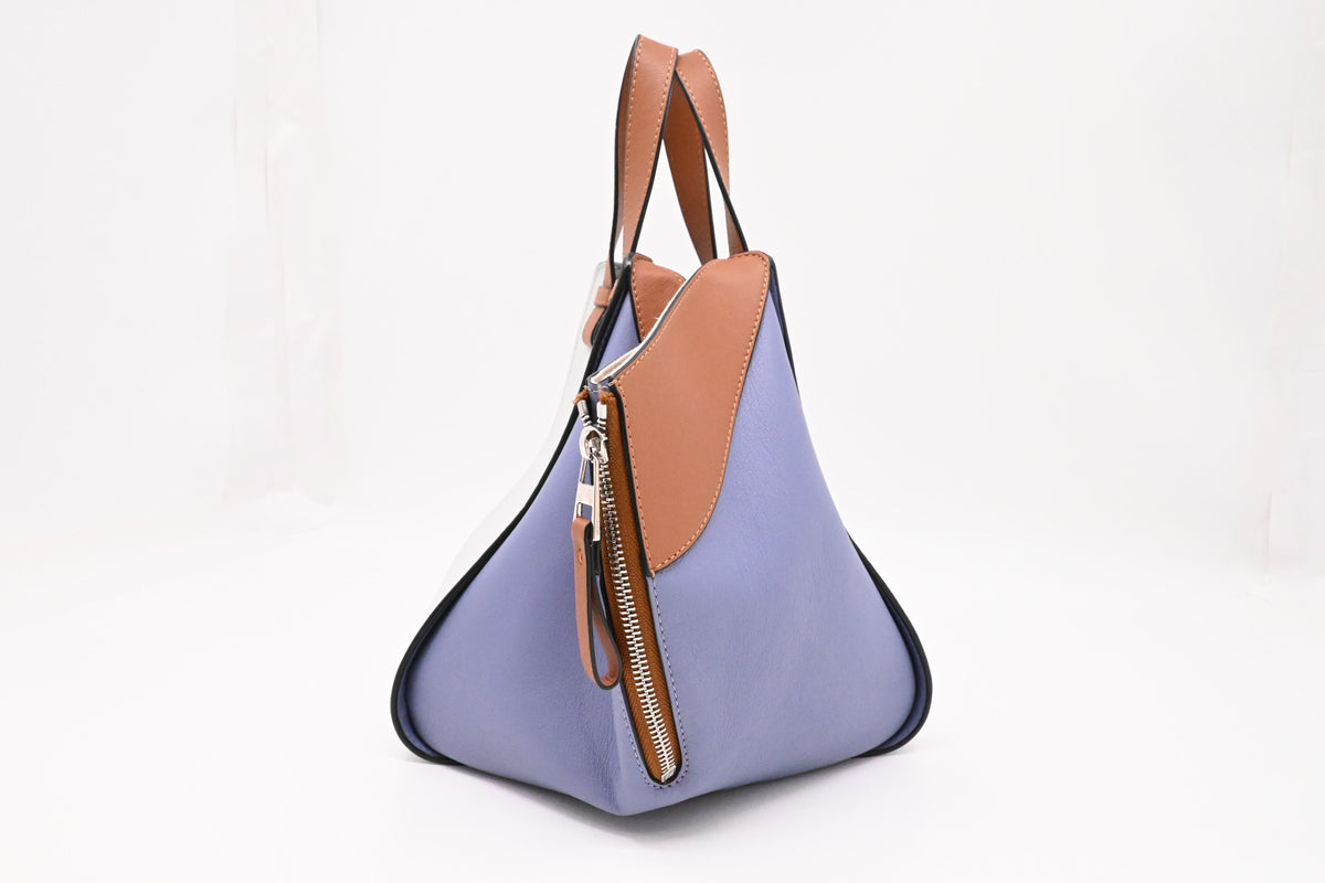 Loewe Small Hammock in White, Blue and Brown Leather