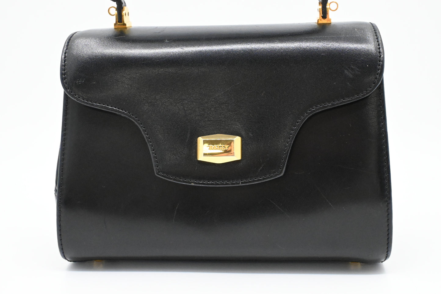 Bally Top Handle Handbag in Black Leather
