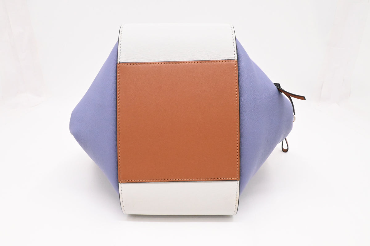 Loewe Small Hammock in White, Blue and Brown Leather