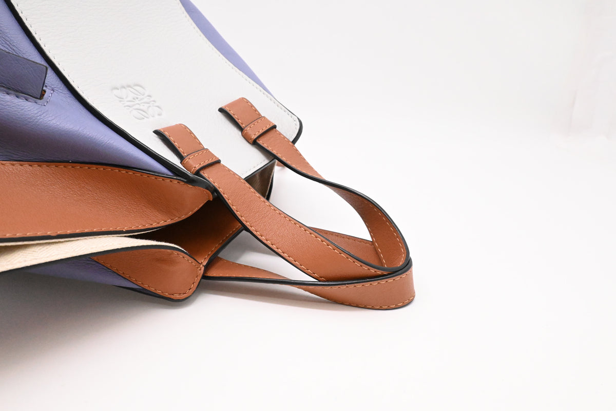 Loewe Small Hammock in White, Blue and Brown Leather