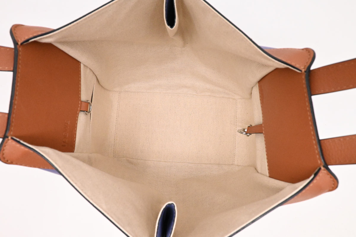 Loewe Small Hammock in White, Blue and Brown Leather