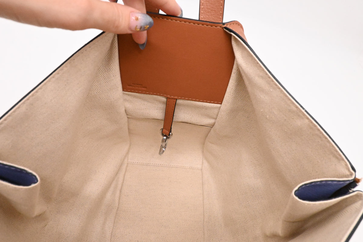 Loewe Small Hammock in White, Blue and Brown Leather