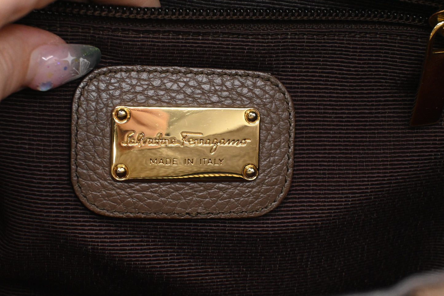 Ferragamo Mini Tote in Brown Leather