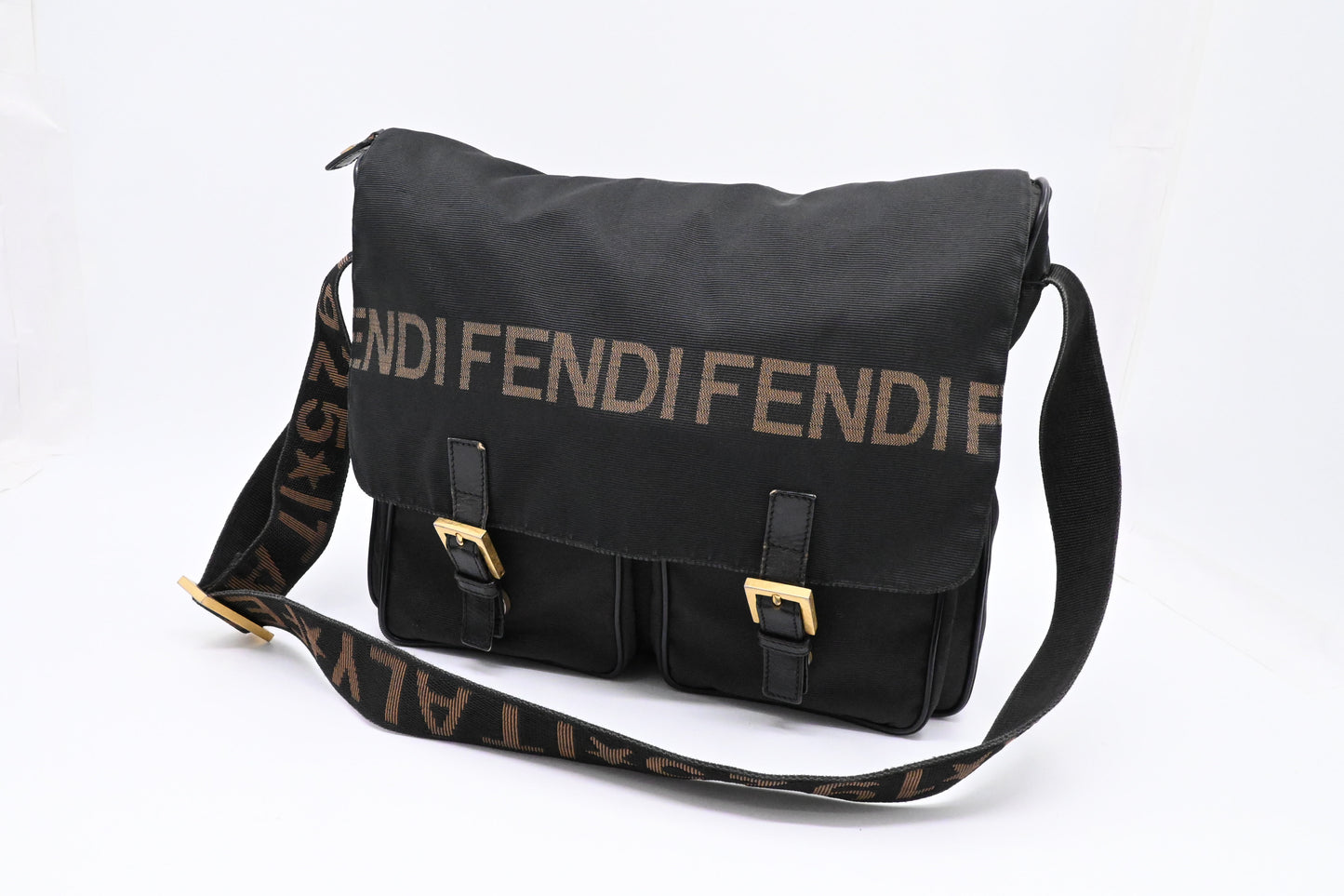 Fendi Messenger Bag in Black Canvas