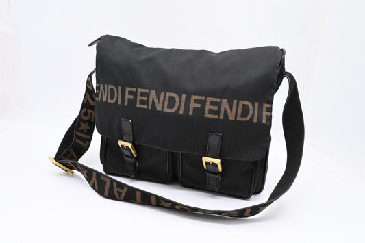 Fendi Messenger Bag in Black Canvas