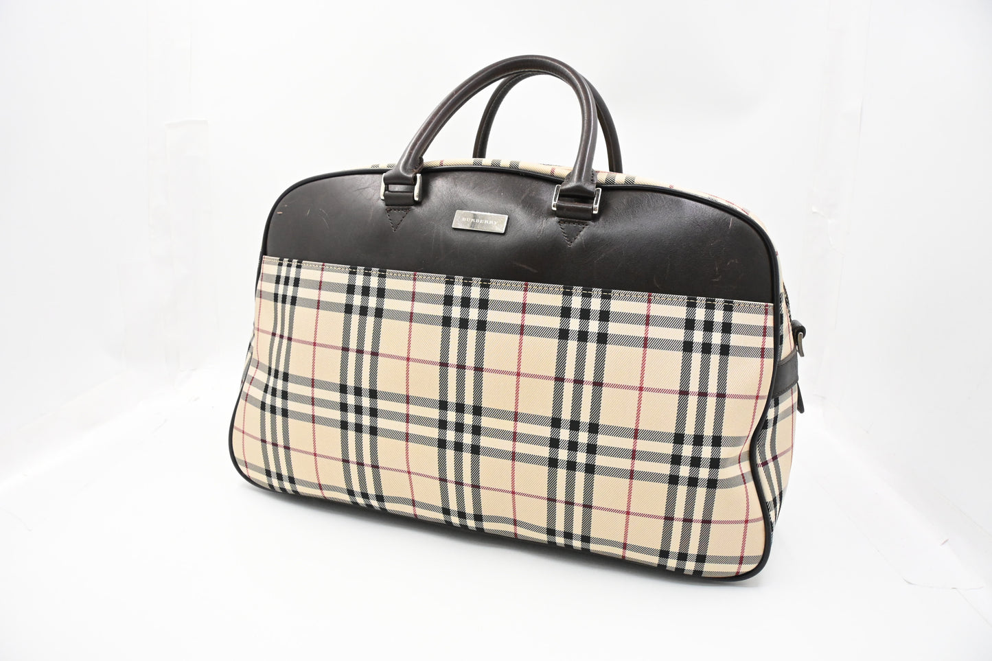 Burberry Travel Bag in Cream Checked Canvas