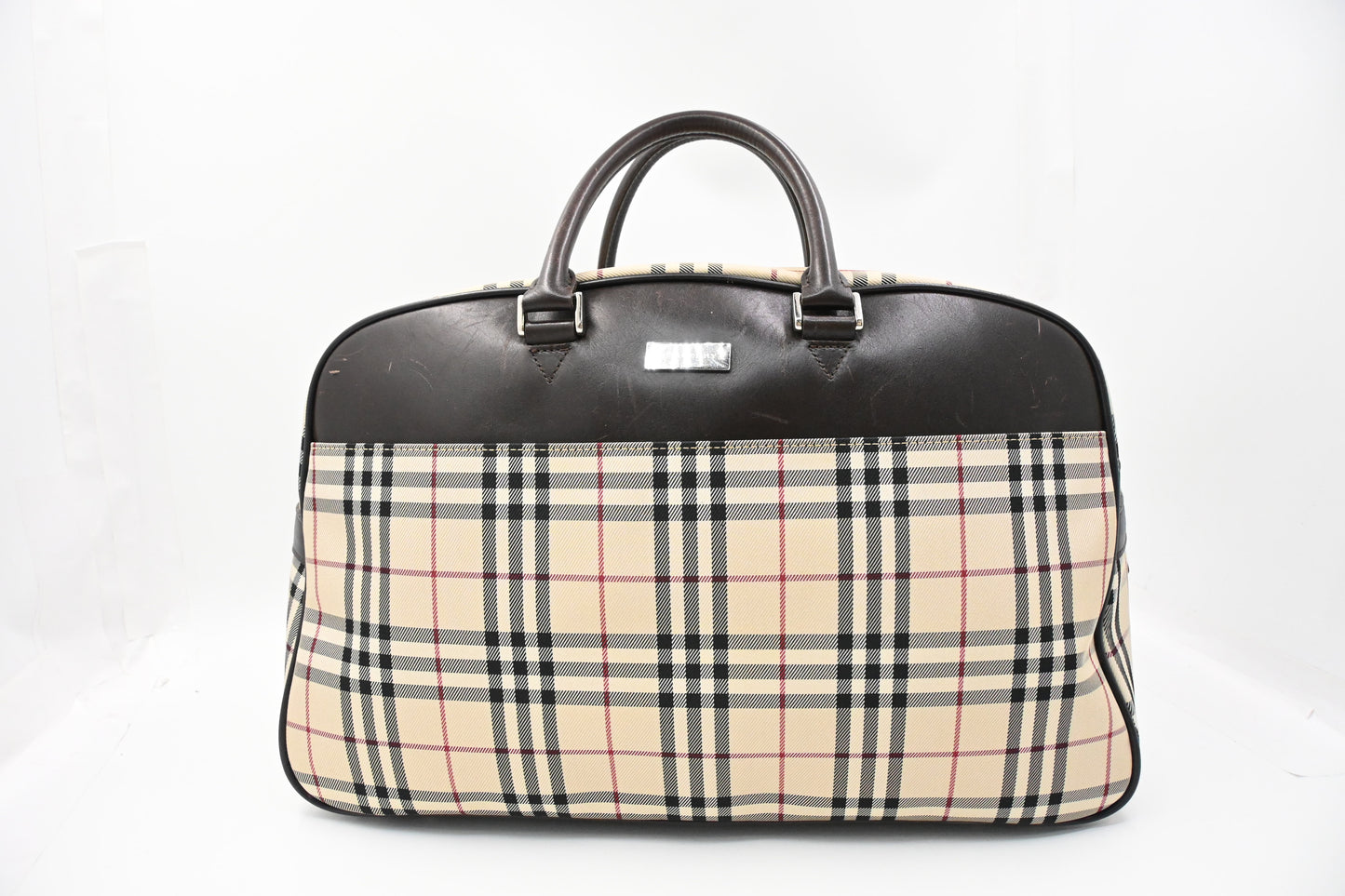 Burberry Travel Bag in Cream Checked Canvas