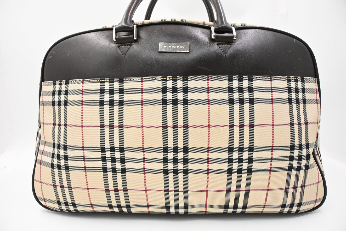 Burberry Travel Bag in Cream Checked Canvas