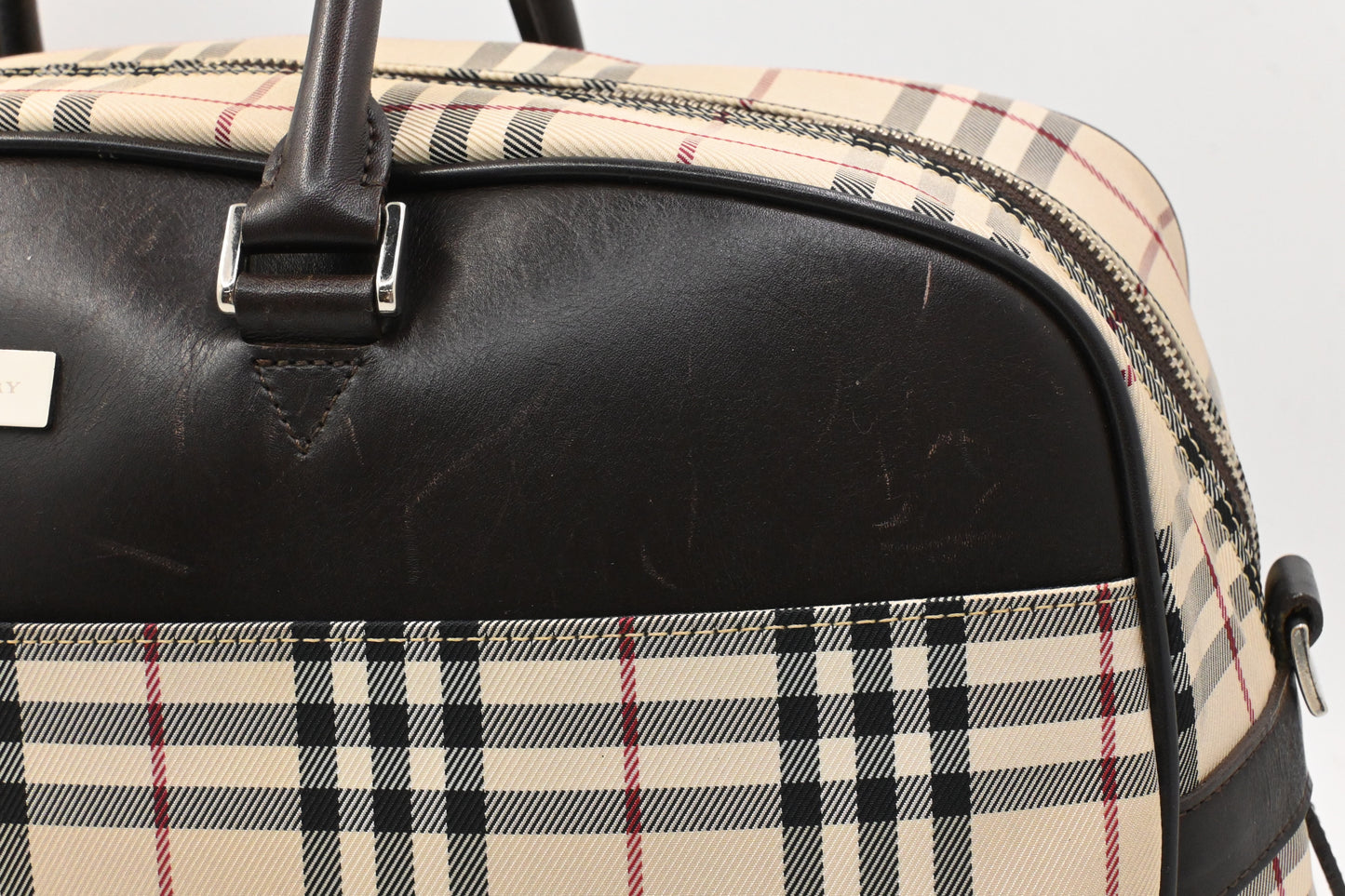 Burberry Travel Bag in Cream Checked Canvas