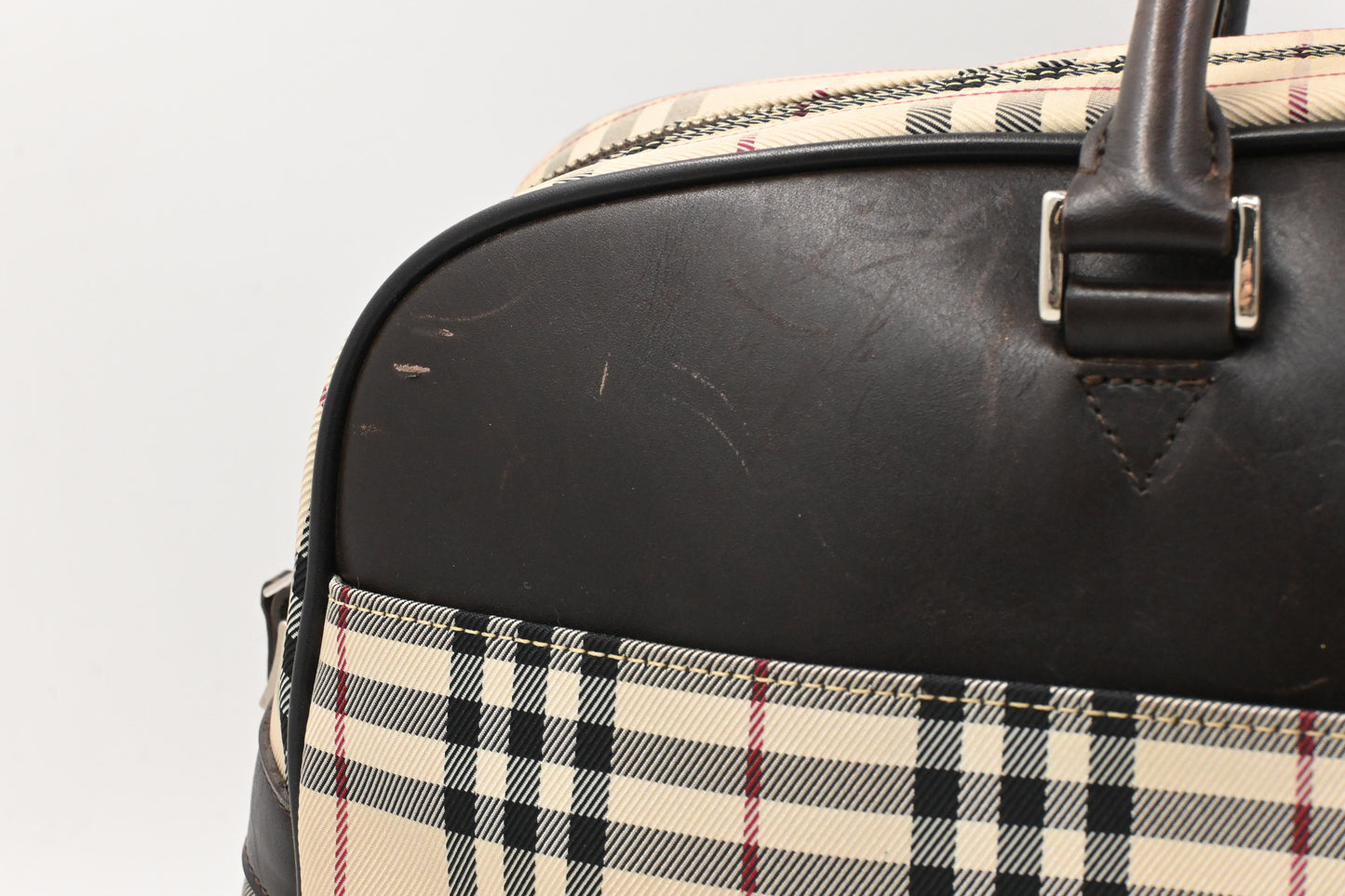 Burberry Travel Bag in Cream Checked Canvas