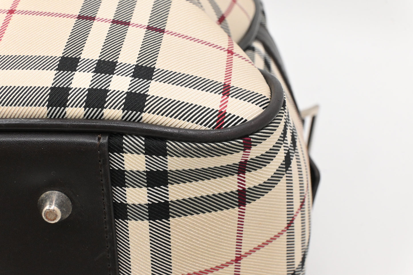 Burberry Travel Bag in Cream Checked Canvas