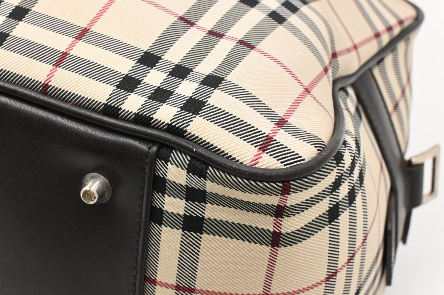 Burberry Travel Bag in Cream Checked Canvas
