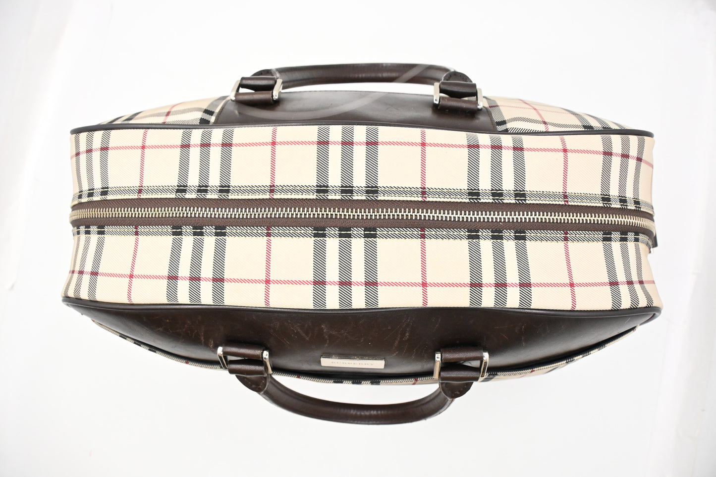 Burberry Travel Bag in Cream Checked Canvas