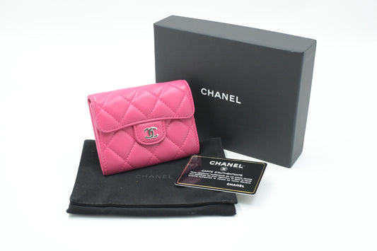 Chanel Compact Wallet in Pink Matelassé Leather