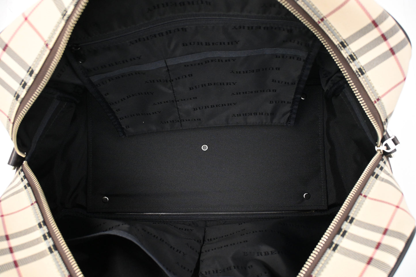 Burberry Travel Bag in Cream Checked Canvas