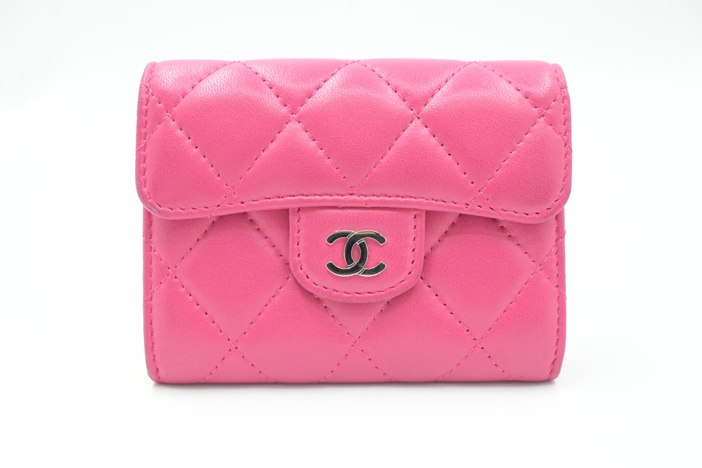 Chanel Compact Wallet in Pink Matelassé Leather