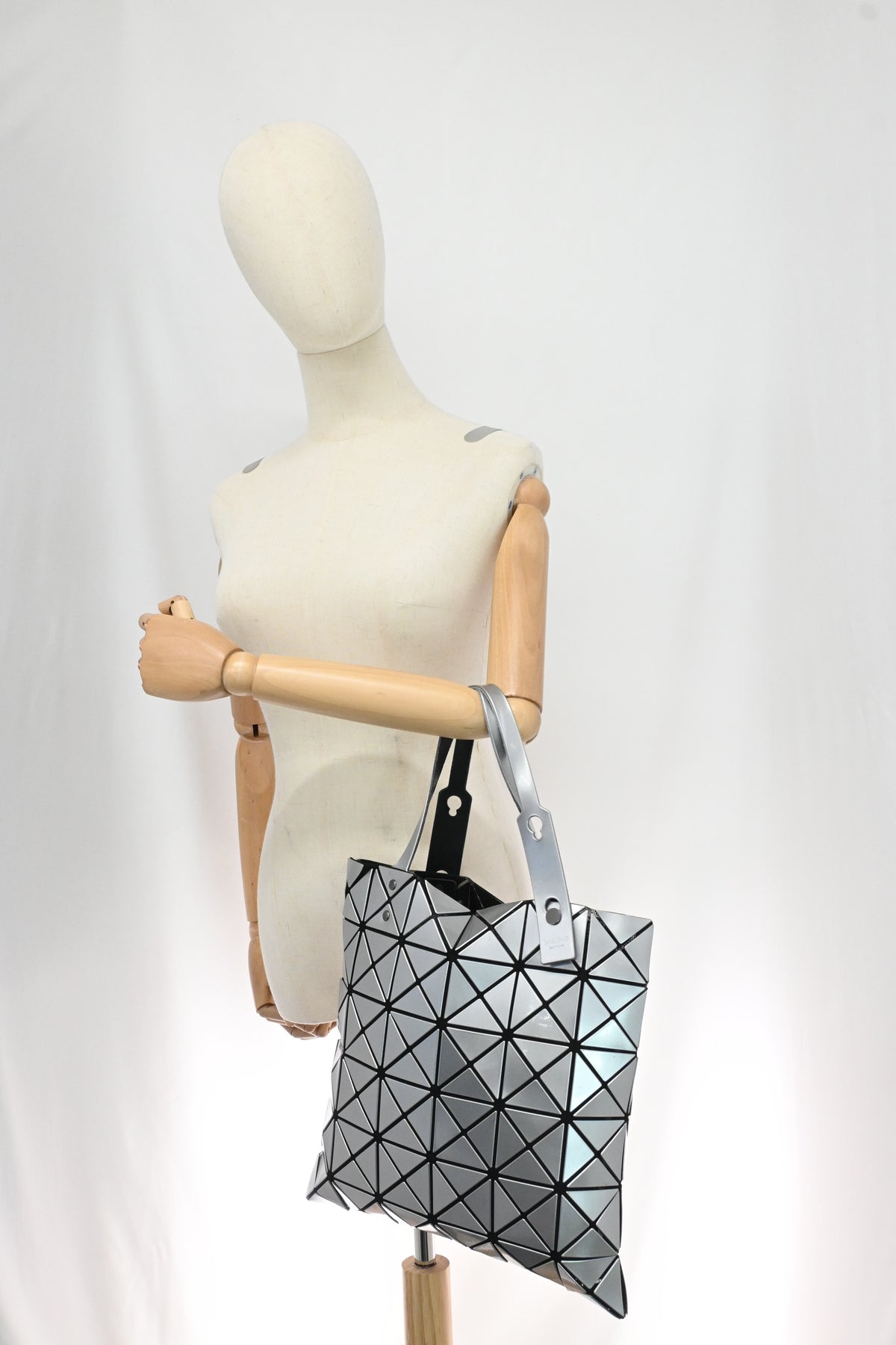 Issey Miyake Medium Bao Bao Tote Bag in Silver Vinyl