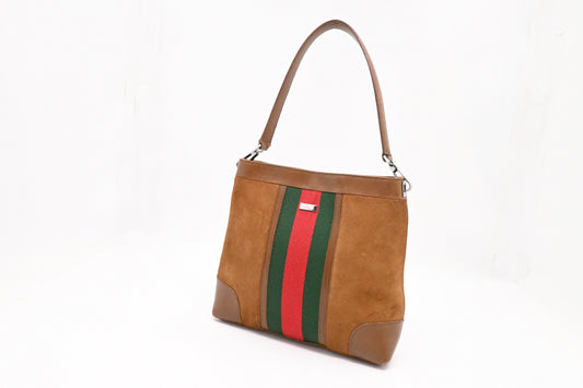 Gucci Shoulder Bag in Brown Suede Leather