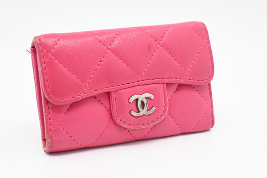 Chanel Classic 6 Key Case in Pink Mattelassé Leather
