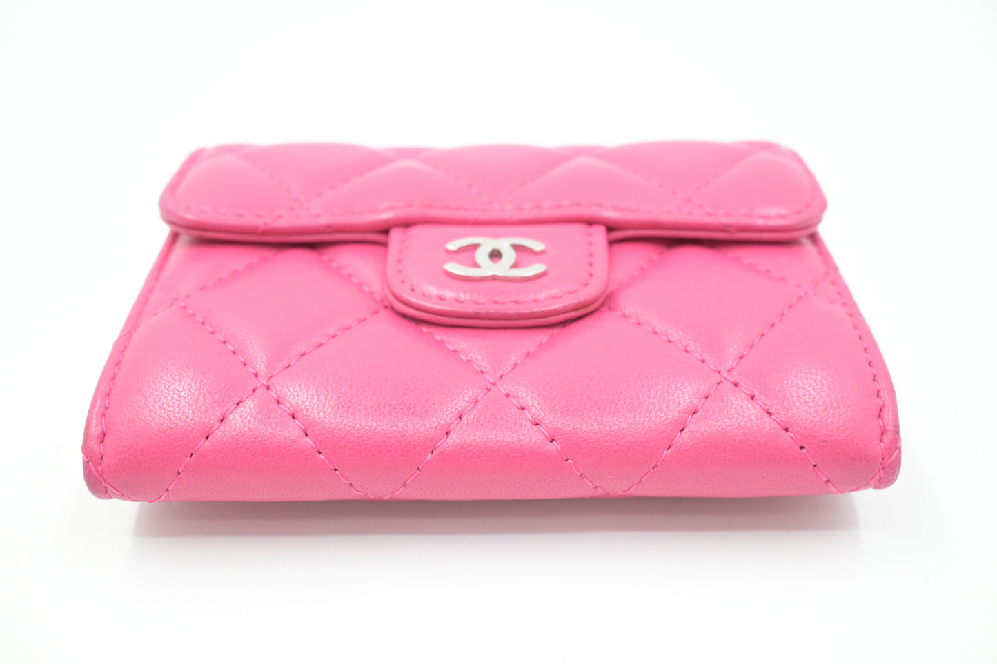 Chanel Compact Wallet in Pink Matelassé Leather