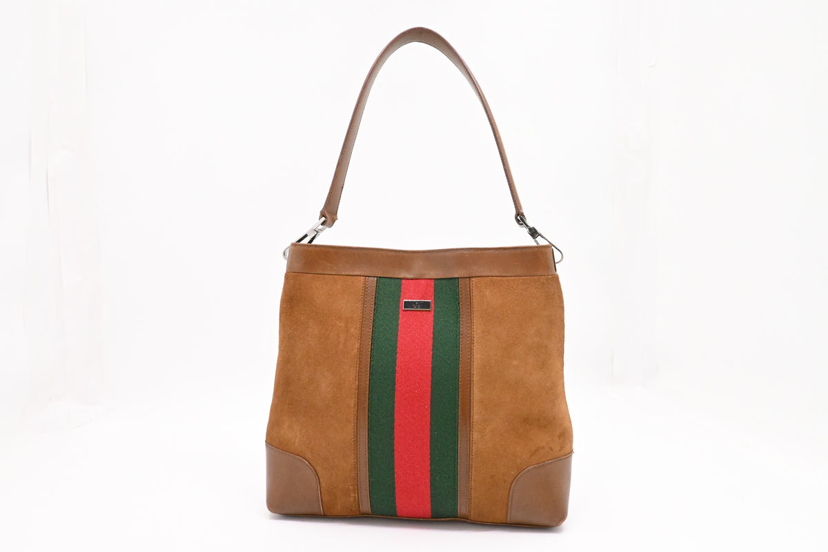 Gucci Shoulder Bag in Brown Suede Leather