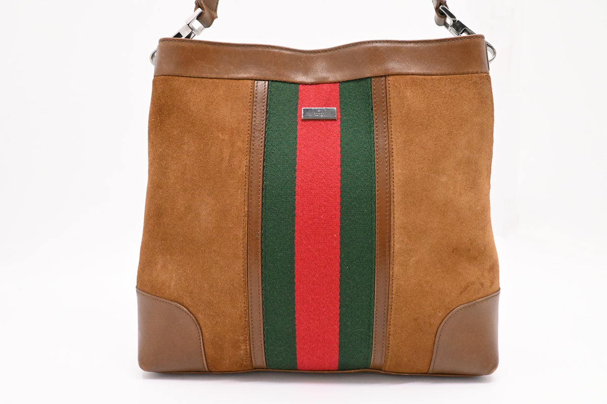 Gucci Shoulder Bag in Brown Suede Leather