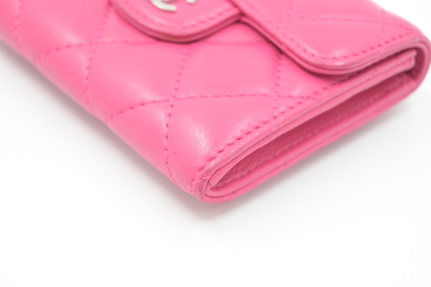 Chanel Compact Wallet in Pink Matelassé Leather