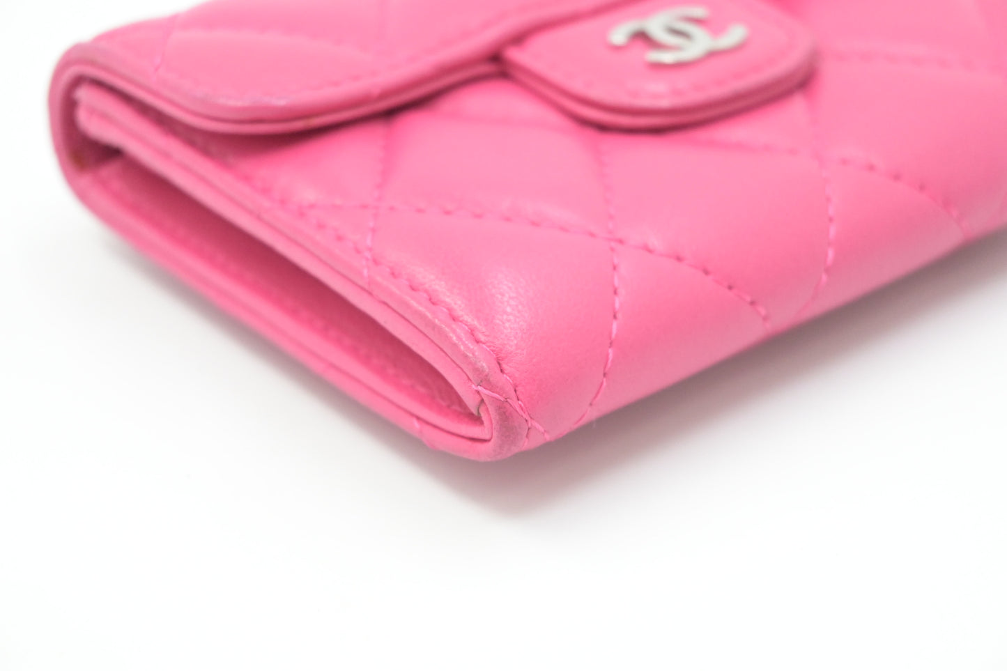 Chanel Compact Wallet in Pink Matelassé Leather