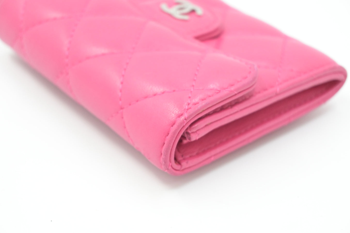 Chanel Compact Wallet in Pink Matelassé Leather