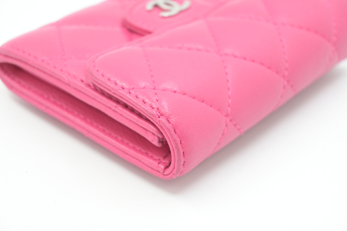 Chanel Compact Wallet in Pink Matelassé Leather