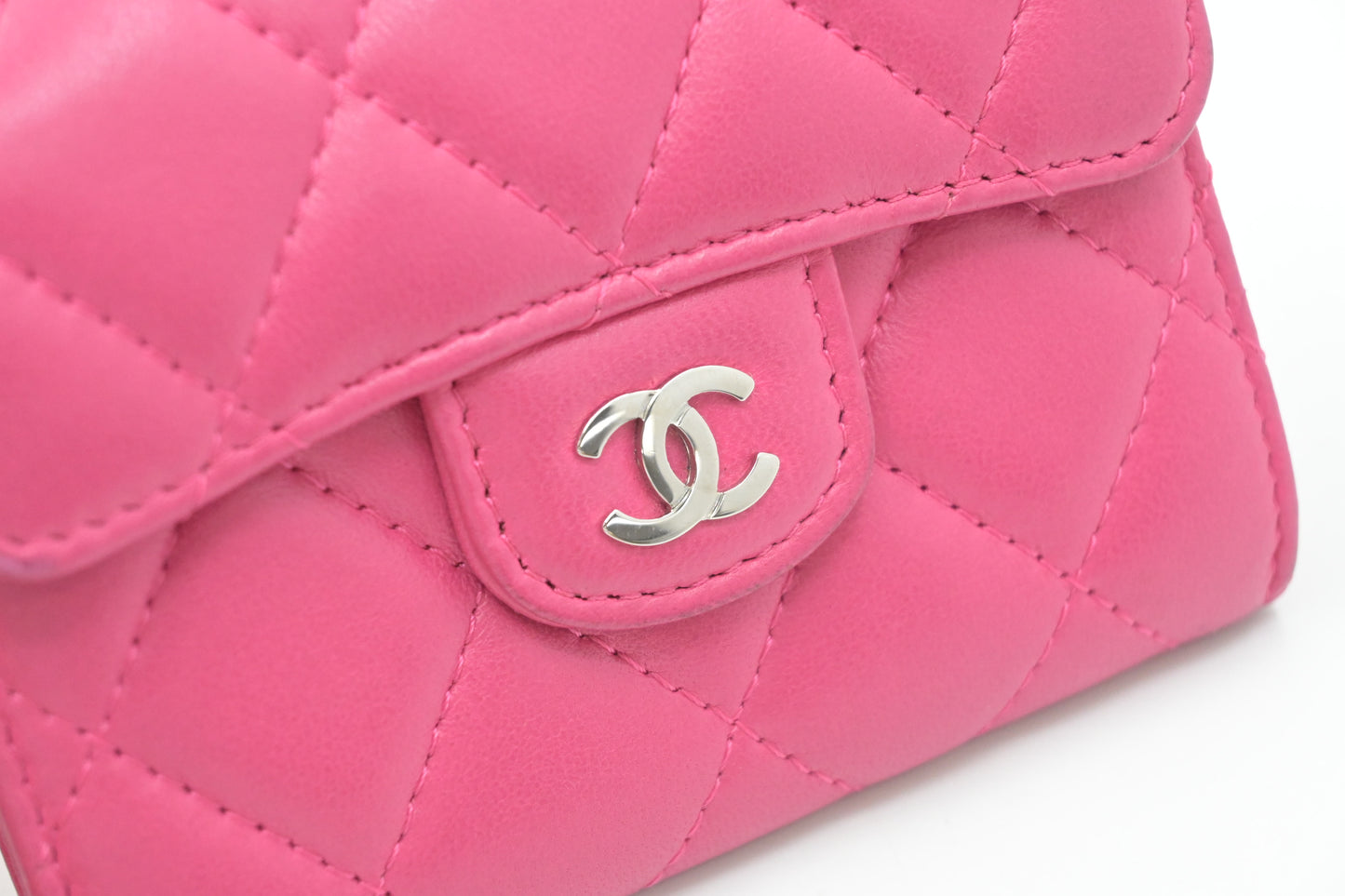 Chanel Compact Wallet in Pink Matelassé Leather