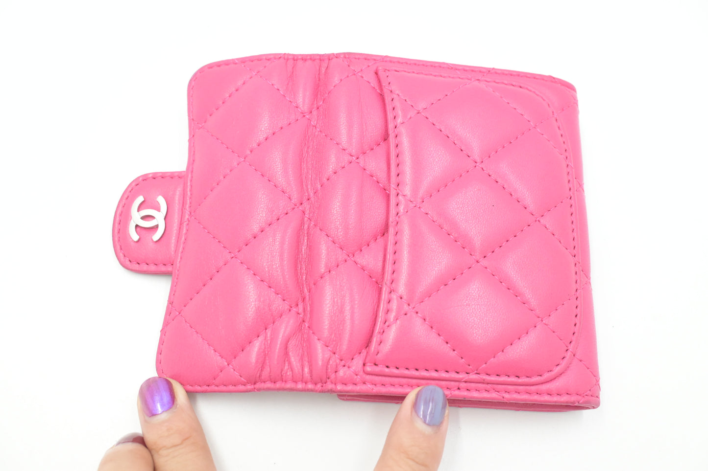 Chanel Compact Wallet in Pink Matelassé Leather