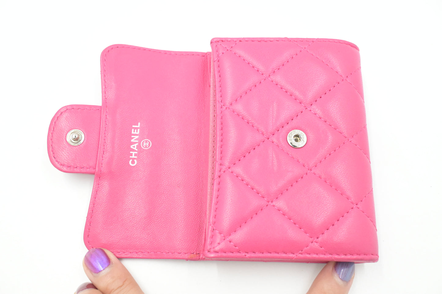 Chanel Compact Wallet in Pink Matelassé Leather