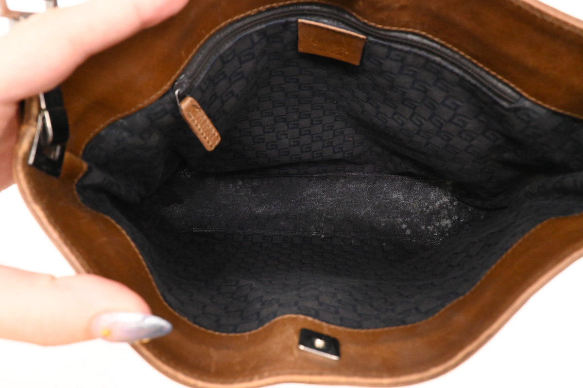 Gucci Shoulder Bag in Brown Suede Leather
